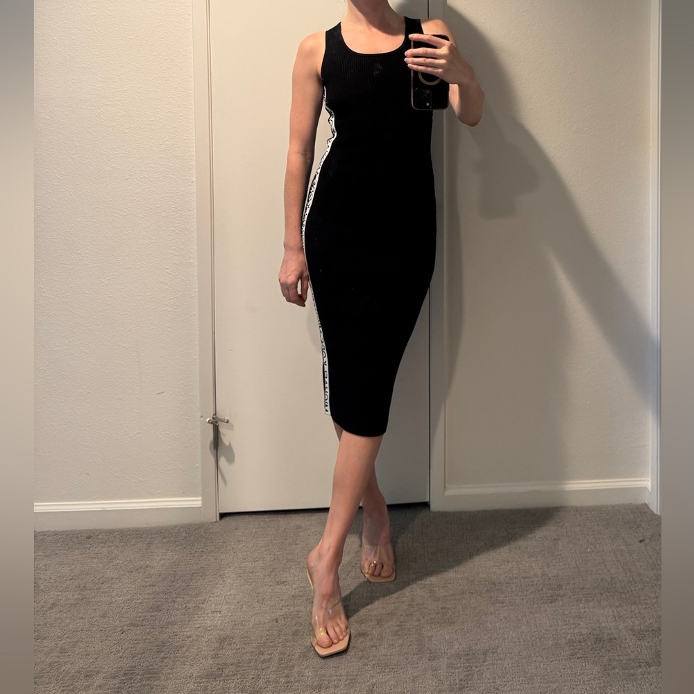 Michael Kors Black and White Logo Maxi Dress